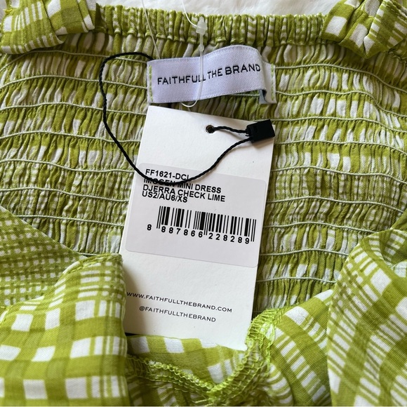 Faithfull the Brand Green and White Ruched Sweetheart Sundress - Picture 11 of 13